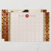 Red Gold Simple Double Happiness Chinese bruiloft Briefpapier (Voorkant / Achterkant)