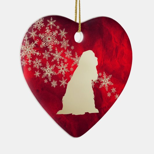 Red Gold Snowflake American Cocker Spaniel Keramisch Ornament (Rechts)