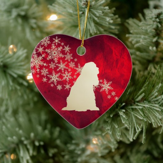 Red Gold Snowflake American Cocker Spaniel Keramisch Ornament (Boom)