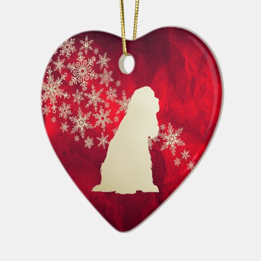 Red Gold Snowflake American Cocker Spaniel Keramisch Ornament (Links)