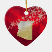 Red Gold Snowflake Arizona Heart Keramisch Ornament (Voorkant)