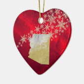 Red Gold Snowflake Arizona Heart Keramisch Ornament (Links)