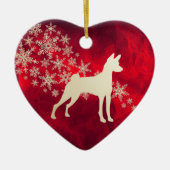 Red Gold Snowflake Basenji Dog Keramisch Ornament (Voorkant)