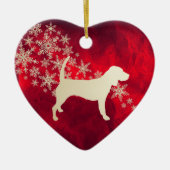 Red Gold Snowflake Beagle Dog Keramisch Ornament (Voorkant)