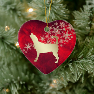 Red Gold Snowflake Beagle Keramisch Ornament