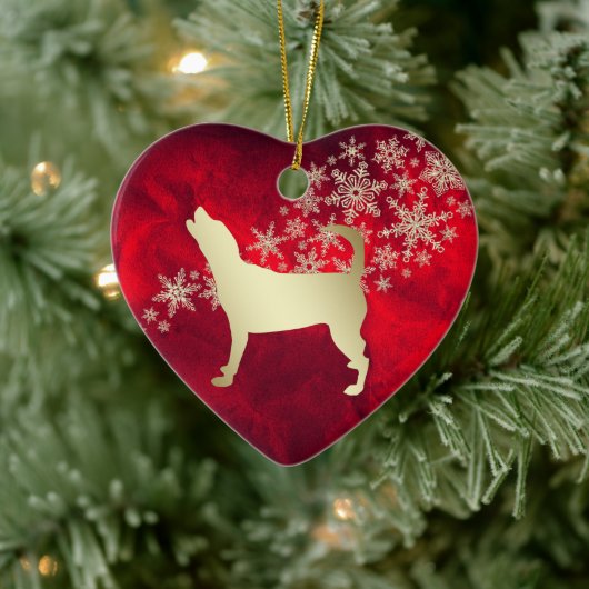 Red Gold Snowflake Beagle Keramisch Ornament (Boom)