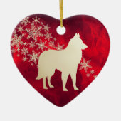 Red Gold Snowflake Belgium Tervuren Keramisch Ornament (Voorkant)