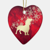 Red Gold Snowflake Dachshund Keramisch Ornament (Links)