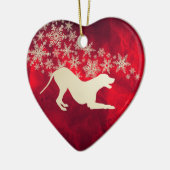 Red Gold Snowflake Dalmatian Keramisch Ornament (Links)