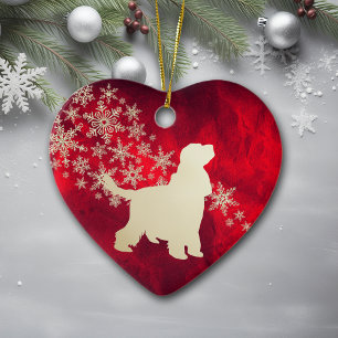 Red Gold Snowflake English Cocker Spaniel Keramisch Ornament