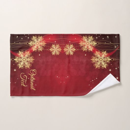 Red & Gold Snowflake Filigree Aangepast kerstfeest Bad Handdoek (Handdoek)