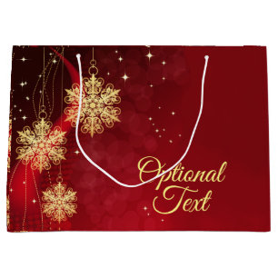 Red & Gold Snowflake Filigree Aangepast kerstfeest Groot Cadeauzakje