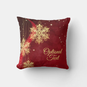 Red & Gold Snowflake Filigree Aangepast kerstfeest Kussen