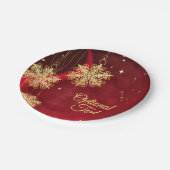 Red & Gold Snowflake Filigree Aangepast kerstfeest Papieren Bordje (Gekanteld)