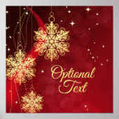 Red & Gold Snowflake Filigree Aangepast kerstfeest Poster (Voorkant)