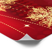 Red & Gold Snowflake Filigree Aangepast kerstfeest Poster (Hoek)