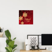Red & Gold Snowflake Filigree Aangepast kerstfeest Poster (Thuiskantoor)