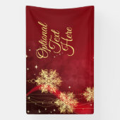 Red & Gold Snowflake Filigree Aangepast kerstfeest Spandoek (Verticaal)