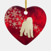 Red Gold Snowflake Labradoodle Dog Keramisch Ornament (Voorkant)