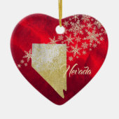 Red Gold Snowflake Nevada Heart Keramisch Ornament (Voorkant)