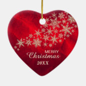 Red Gold Snowflake Nevada Heart Keramisch Ornament (Achterkant)
