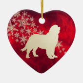 Red Gold Snowflake Newfoundland Dog Keramisch Ornament (Voorkant)