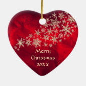 Red Gold Snowflake Noors Elkhound Keramisch Ornament (Achterkant)