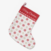 Red Gold Snowflake Patroon Grote Kerstsok (Voorkant (Hangend))