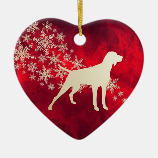 Red Gold Snowflake Pointer Dog Keramisch Ornament (Voorkant)