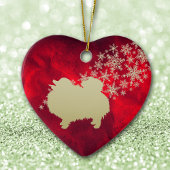 Red Gold Snowflake Pommeren Keramisch Ornament