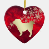 Red Gold Snowflake Pug Keramisch Ornament (Voorkant)