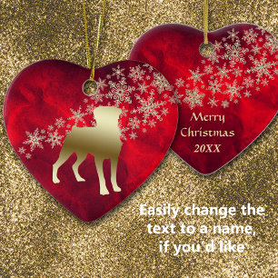 Red Gold Snowflake Rottweiler Keramisch Ornament