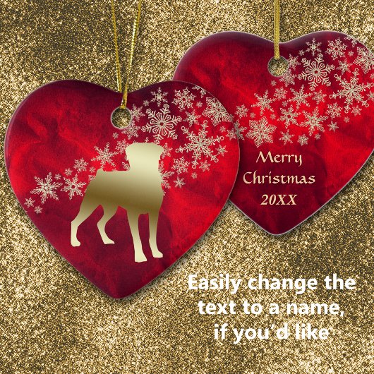 Red Gold Snowflake Rottweiler Keramisch Ornament