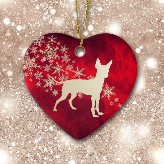 Red Gold Snowflake Speelgoed Terrier Keramisch Ornament
