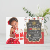 Red Gold Snowflake Wintervakantie 1e verjaardag Kaart (Staand voorkant)