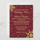 Red Gold Snowflakes Holiday Weddenschap Kaart (Voorkant)