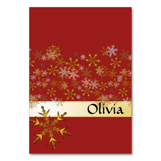 Red Gold Snowflakes Tented Holiday Place Cartes (Par défaut)