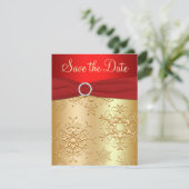 Red, Gold Snowflakes Wedding Enregistrer la carte (Debout devant)