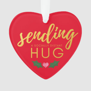 Red Gold Social Distance Hug Kerstmis Ornament