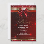 Red & Gold Sparkle Chic Bow Elegant Holiday Event Kaart (Voorkant)