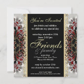 Red+Gold Special 50th Birthday Party Invitations (Dos)