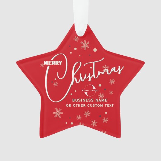 Red Gold Star Business logo Bedrijf Kerst Ornament (voorkant)