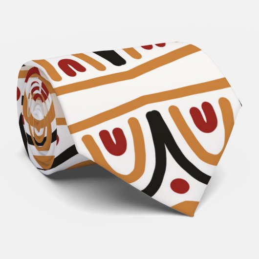 Red Gold Stripe Pattern African Vision Stropdas (Opgerold)