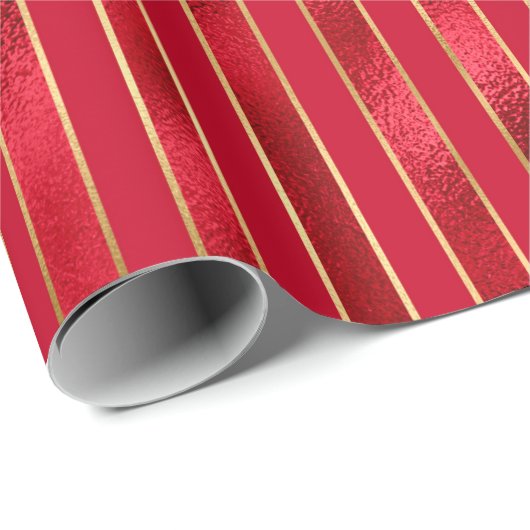 Red/Gold Striped Cadeaupapier (Rol Hoek)