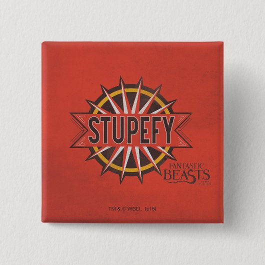 Red & Gold Stupefy Spell Graphic Vierkante Button 5,1 Cm (Voorkant)