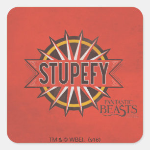 Red & Gold Stupefy Spell Graphic Vierkante Sticker