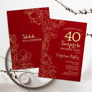 Red Gold Surprise 40e verjaardag Kaart