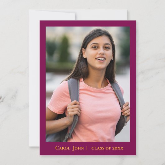 Red Gold Tassel Schattigee foto 2025 Afstudeerfees Kaart (Achterkant)