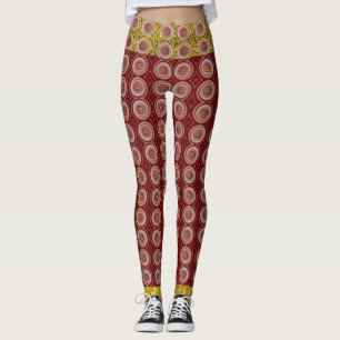 Red Gold Trendy Colorful Abstracte Leggings