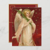 Red Gold Victoriaans kerstengel Briefkaart (Voorkant / Achterkant)